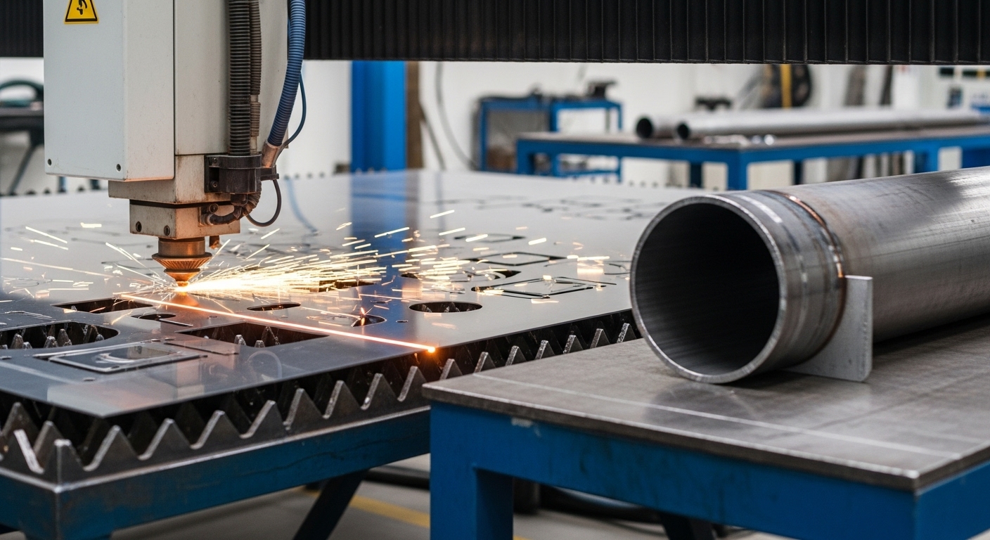 Lazer kesim için bekleyen farklı ebatlarda metal levhalar