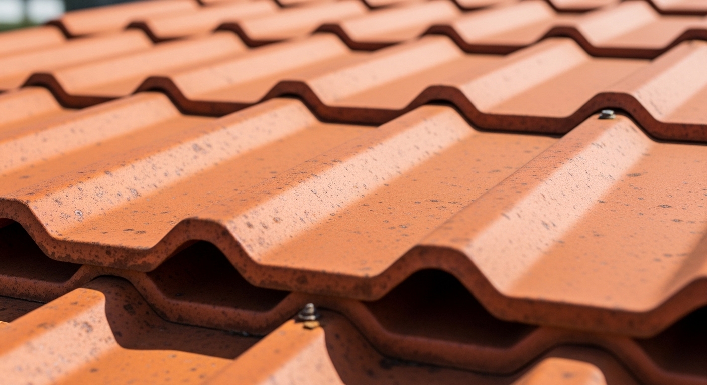 İstiflenmiş ve sevkiyata hazır metal kiremitler